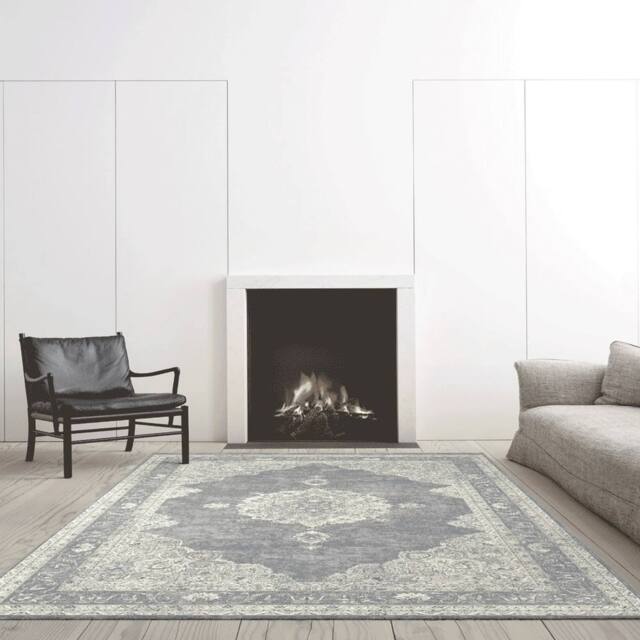 The Rug Shop UK Grey Border Traditional Easy To Clean Area Rug - Size: 200 cm x 290 cm - image 1