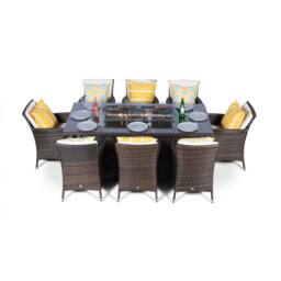 Thats Furniture Savannah Fire Pit 8 Seater Rectangle Rattan Dining Set in Brown - thumbnail 6
