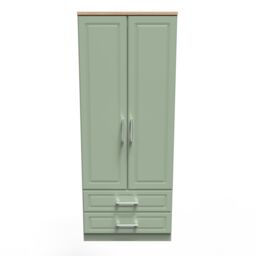 Ready Assembled 2 U Norfolk 2 Door 2 Drawer Wardrobe (Ready Assembled) in Pale Green - thumbnail 1