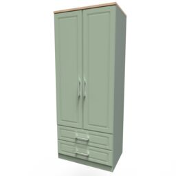 Ready Assembled 2 U Norfolk 2 Door 2 Drawer Wardrobe (Ready Assembled) in Pale Green - thumbnail 3