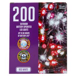 VFM e-Store Christmas Cold White & Red String Lights 200 Bulbs 12m 50cm Lead X 1