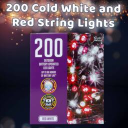 VFM e-Store Christmas Cold White & Red String Lights 200 Bulbs 12m 50cm Lead X 1 - thumbnail 3