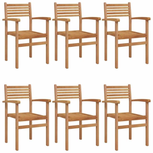 Berkfield Home Garden Stacking Chairs 6 pcs Brown 55.5 x 55.5 x 90 cm - image 1