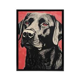 "Artery8 Labrador Dog Lab Pet Portrait Framed Canvas Wall Art Print in Grey - Size: W12"" x H16""" - thumbnail 1