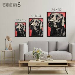"Artery8 Labrador Dog Lab Pet Portrait Framed Canvas Wall Art Print in Grey - Size: W12"" x H16""" - thumbnail 4