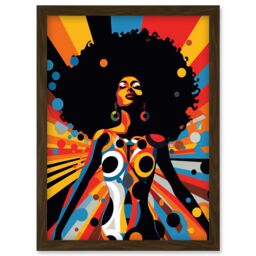 Artery8 Wall Art Print Afro Caribbean Woman Colour Explosion Modern Strong Matriarch Bright Bold Colourful Artwork Framed A4 in Brown - thumbnail 1