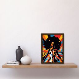 Artery8 Wall Art Print Afro Caribbean Woman Colour Explosion Modern Strong Matriarch Bright Bold Colourful Artwork Framed A4 in Brown - thumbnail 2