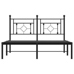 Berkfield Home Metal Bed Frame without Mattress with Headboard Black 140x190cm - Size: 140x190 cm - thumbnail 5