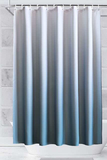 Neel Blue Gradient Colour Bathroom Shower Curtain with 12 Hooks, Mould & Mildew Resistant in Blue - Size: 180 cm width x 200 cm drop - image 1