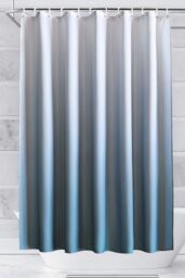 Neel Blue Gradient Colour Bathroom Shower Curtain with 12 Hooks, Mould & Mildew Resistant in Blue - Size: 180 cm width x 200 cm drop - thumbnail 7