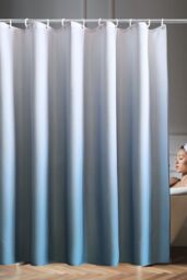 Neel Blue Gradient Colour Bathroom Shower Curtain with 12 Hooks, Mould & Mildew Resistant in Blue - Size: 180 cm width x 200 cm drop - thumbnail 6