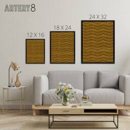 "Artery8 Zigzag Geometric Textile Pattern Framed Canvas Wall Art Print Korin in Brown - Size: W12"" x H16""" - thumbnail 4