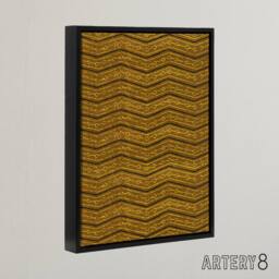 "Artery8 Zigzag Geometric Textile Pattern Framed Canvas Wall Art Print Korin in Brown - Size: W12"" x H16""" - thumbnail 2