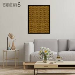 "Artery8 Zigzag Geometric Textile Pattern Framed Canvas Wall Art Print Korin in Brown - Size: W12"" x H16""" - thumbnail 3