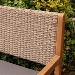 Cheshire 2 Seater Hardwood Timber Framed Rattan Weave Bench - thumbnail 3