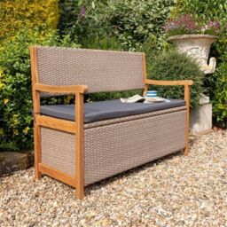 Cheshire 2 Seater Hardwood Timber Framed Rattan Weave Bench - thumbnail 1