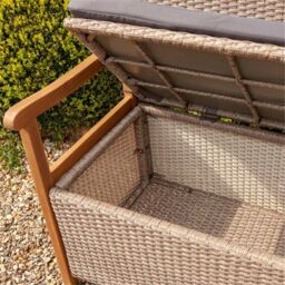 Cheshire 2 Seater Hardwood Timber Framed Rattan Weave Bench - thumbnail 4