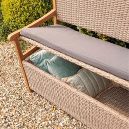 Cheshire 2 Seater Hardwood Timber Framed Rattan Weave Bench - thumbnail 5