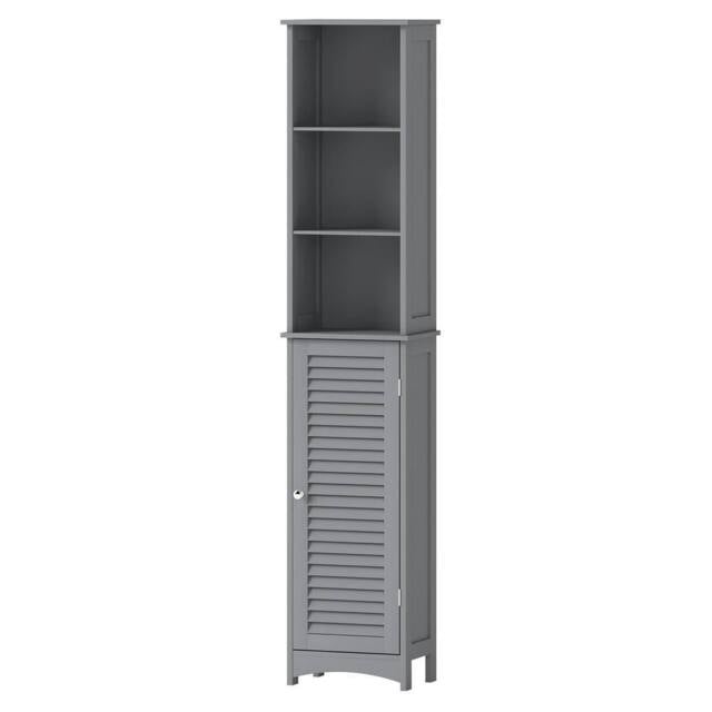 Levede Tall Bathroom Cabinet Freestanding Slim Bathroom Storage Cupboard Unit in Grey - image 1