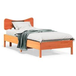 Berkfield Home Bed Frame without Mattress Wax Brown 100x200 cm Solid Wood Pine - thumbnail 2