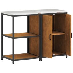 Berkfield Home Kitchen Storage Set with Shelf with Storage with Door Adjustable 2 pcs Rusty Weathering steel in Brown - thumbnail 7