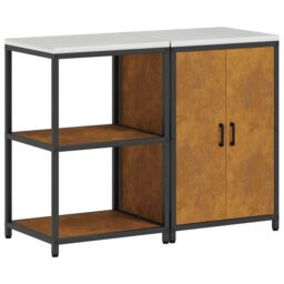 Berkfield Home Kitchen Storage Set with Shelf with Storage with Door Adjustable 2 pcs Rusty Weathering steel in Brown - thumbnail 2