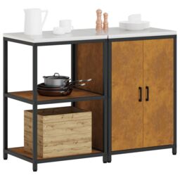 Berkfield Home Kitchen Storage Set with Shelf with Storage with Door Adjustable 2 pcs Rusty Weathering steel in Brown - thumbnail 3