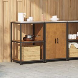 Berkfield Home Kitchen Storage Set with Shelf with Storage with Door Adjustable 2 pcs Rusty Weathering steel in Brown - thumbnail 4