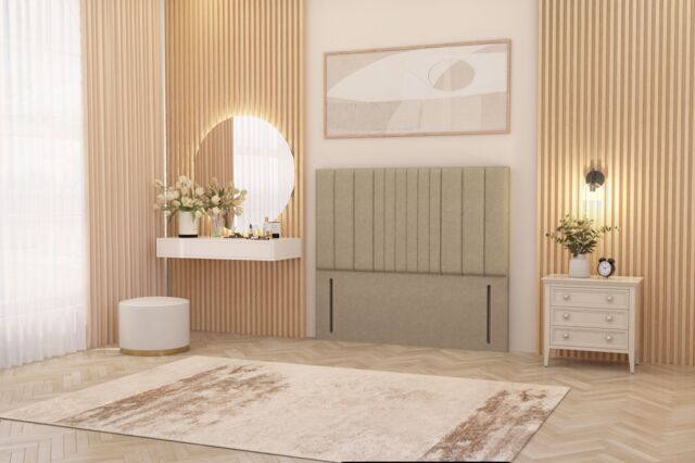 "Somnior Alexas 54"" Floor Standing Headboard Linen Fabric in Beige - Size: Single" - image 1