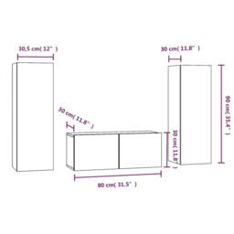 Berkfield Home 3 Piece TV Cabinet Set Smoked Oak Engineered Wood in Brown - thumbnail 7