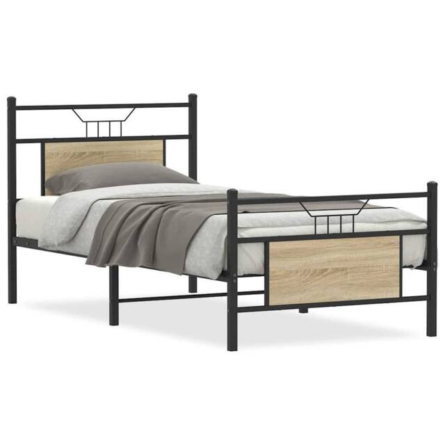 Berkfield Home Bed Frame without Mattress Sonoma Oak 90x200 cm Engineered Wood in Brown - image 1
