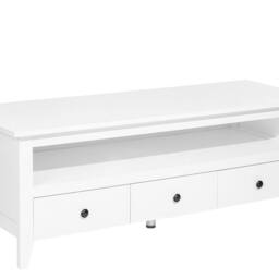 Wyld and Coco 61-inch White TV Stand - Rustic 3-Drawer Unit with Cable Management - thumbnail 2