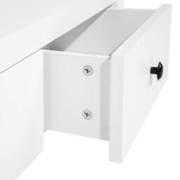 Wyld and Coco 61-inch White TV Stand - Rustic 3-Drawer Unit with Cable Management - thumbnail 9