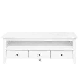 Wyld and Coco 61-inch White TV Stand - Rustic 3-Drawer Unit with Cable Management - thumbnail 4