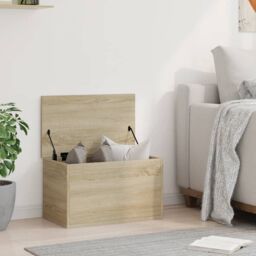 Berkfield Home Storage Box Sonoma Oak 60x35x35 cm Engineered Wood in Brown - Size: 60 x 35 x 35 cm - thumbnail 3