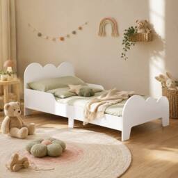 STILVORA Junior Bed Frame with Safety Rails & White Finish - Size: Cot Bed - thumbnail 1