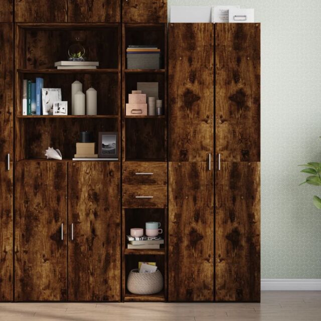 Berkfield Home Highboard Smoked Oak 30x42.5x185 cm Engineered Wood in Brown - image 1