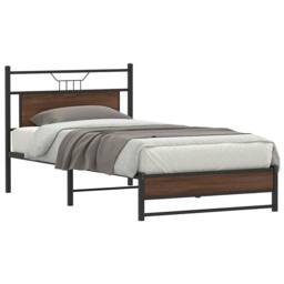 Berkfield Home Bed Frame without Mattress Brown Oak 100x190 cm Engineered Wood - thumbnail 2