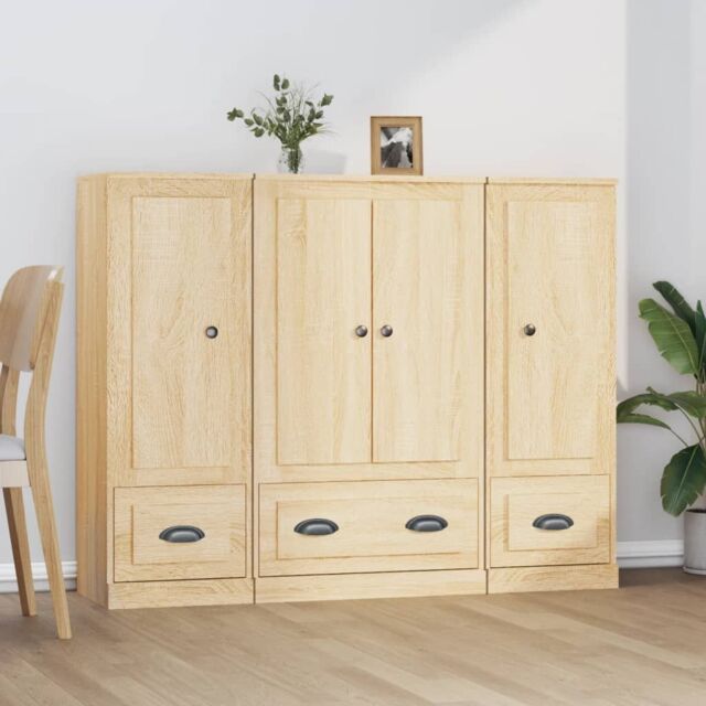 Berkfield Home Highboards 3 pcs Sonoma Oak Engineered Wood in Brown - image 1