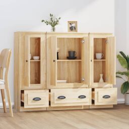Berkfield Home Highboards 3 pcs Sonoma Oak Engineered Wood in Brown - thumbnail 3