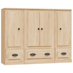 Berkfield Home Highboards 3 pcs Sonoma Oak Engineered Wood in Brown - thumbnail 2