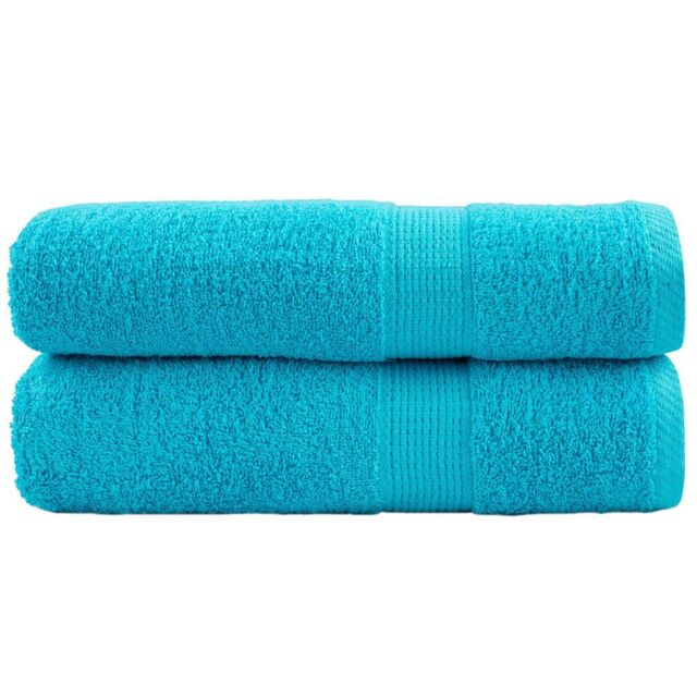 Berkfield Home Premium Shower Towels SOLUND 2 pcs Turquoise 70x140 cm 600 gsm in Blue - image 1