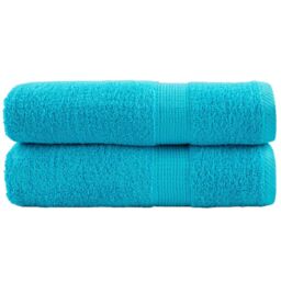 Berkfield Home Premium Shower Towels SOLUND 2 pcs Turquoise 70x140 cm 600 gsm in Blue - thumbnail 1