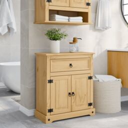 Berkfield Home Bathroom Cabinet Corona 70x33x80 cm Solid Wood Pine in Brown - Size: 70 x 33 x 80 cm