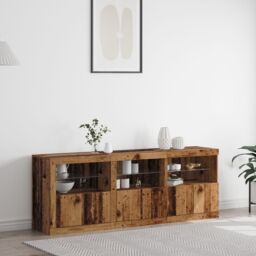 Berkfield Home Sideboard with LED Lights Old Wood 181.5x37x67 cm Engineered Wood in Brown - thumbnail 1