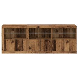 Berkfield Home Sideboard with LED Lights Old Wood 181.5x37x67 cm Engineered Wood in Brown - thumbnail 5