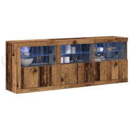 Berkfield Home Sideboard with LED Lights Old Wood 181.5x37x67 cm Engineered Wood in Brown - thumbnail 3