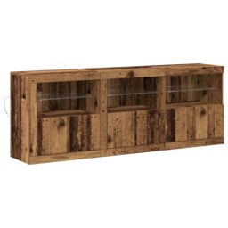 Berkfield Home Sideboard with LED Lights Old Wood 181.5x37x67 cm Engineered Wood in Brown - thumbnail 2