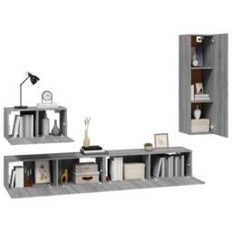 Berkfield Home Classic 4 Piece TV Cabinet Set Grey Sonoma Engineered Wood - thumbnail 4