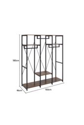 H&O Direct Large Freestanding Clothing Rack with Storage Shelves in Brown - thumbnail 6